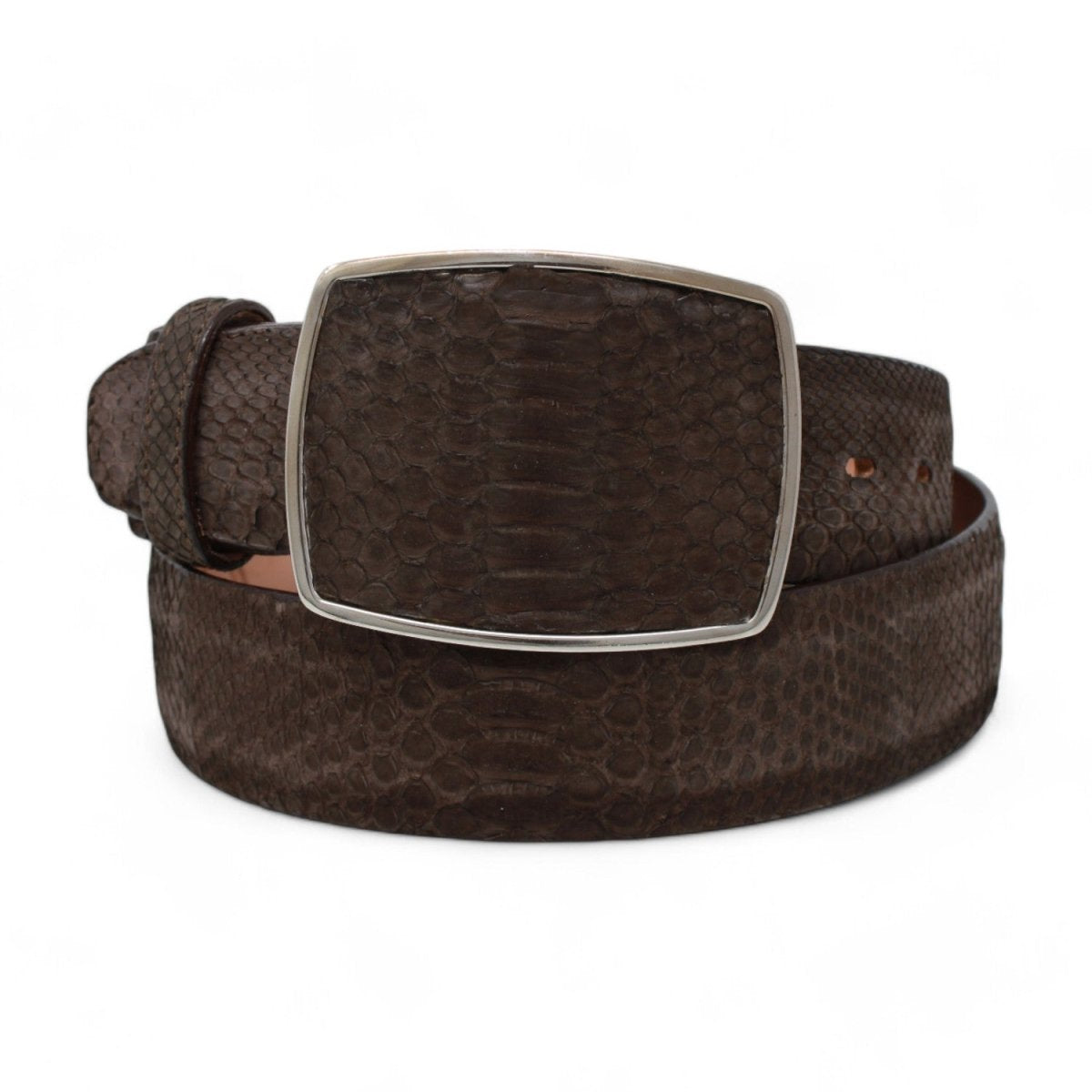 Los Altos Cowboy Belt Python Nobuck Brown