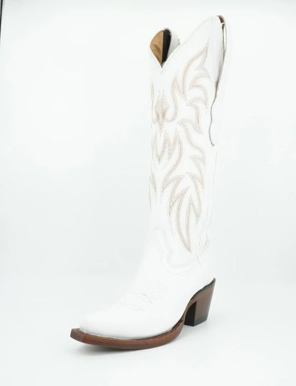 Los Altos Boots Ladies Deer Finish White Snipe Toe Boot