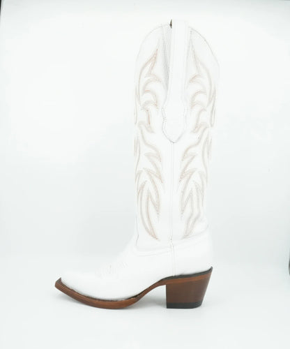 Los Altos Boots Ladies Deer Finish White Snipe Toe Boot