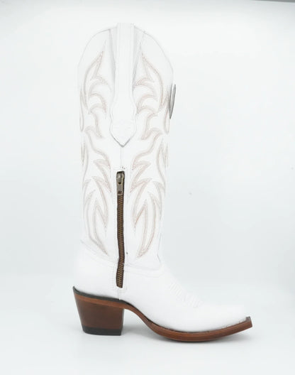 Los Altos Boots Ladies Deer Finish White Snipe Toe Boot