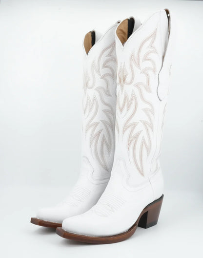 Los Altos Boots Ladies Deer Finish White Snipe Toe Boot