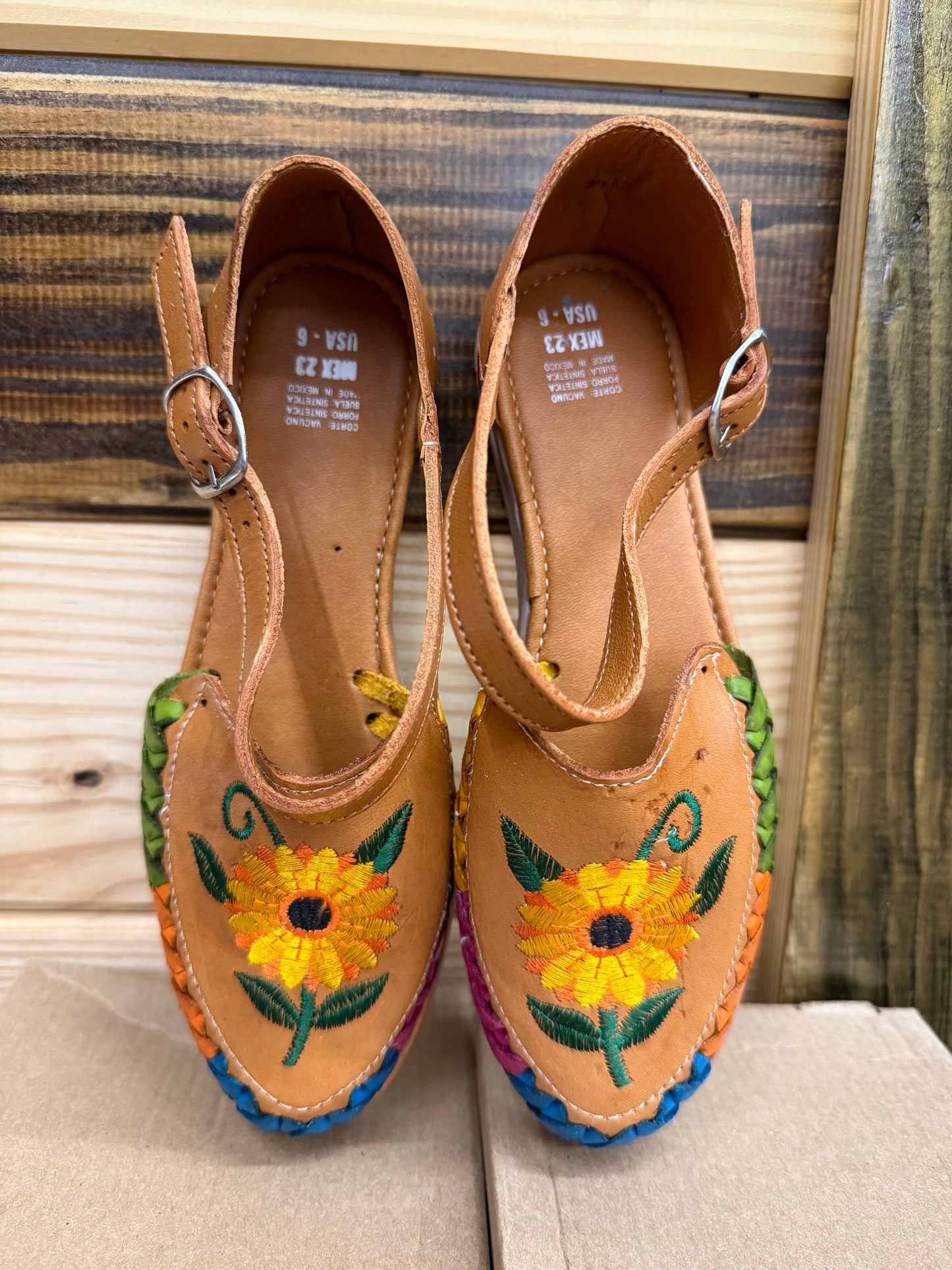 Mexican Leather Sunflower Women’s Sandals