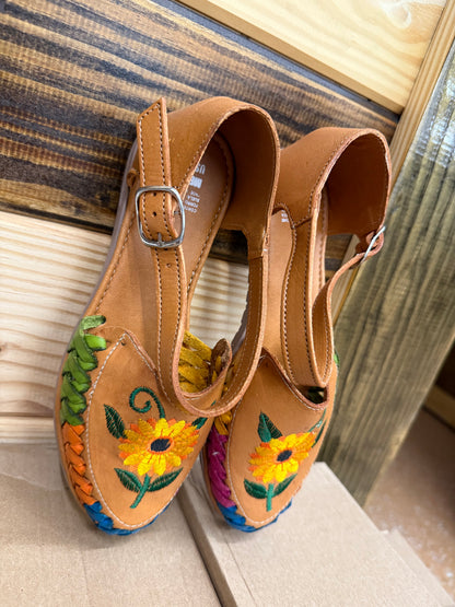 Mexican Leather Sunflower Women’s Sandals