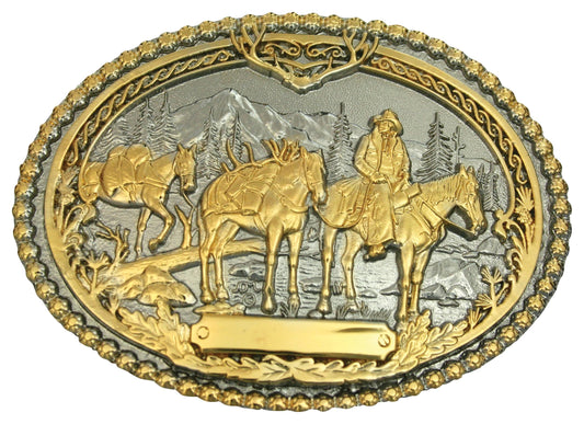 Montana Silversmiths Pack Horses & Rider Two Tone Attitude Belt Buckle 61333P