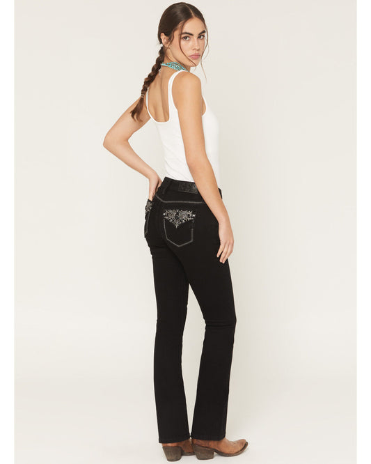 Miss Me Women's Mid Rise Embroidered Pocket 32" Bootcut Jeans M9590BV