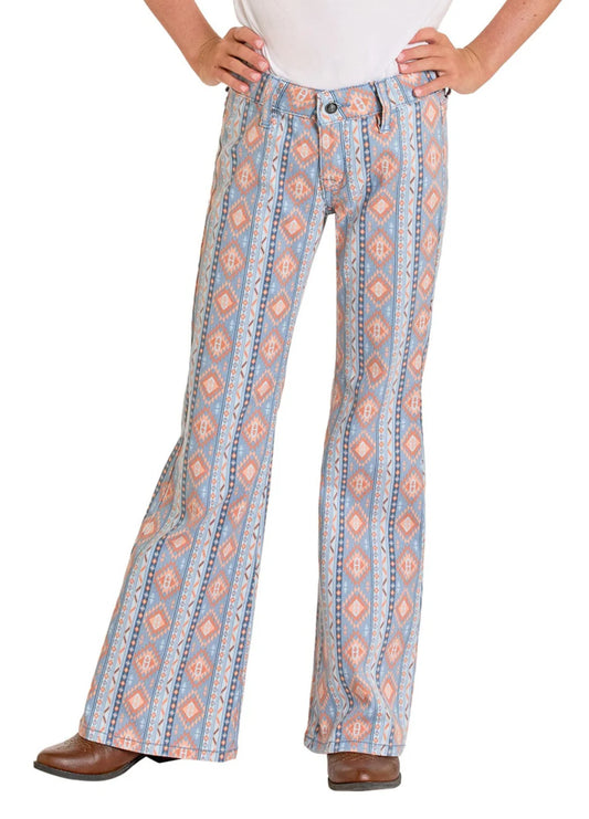 Rock&Roll Girls American Aztec Print Flare Jeans