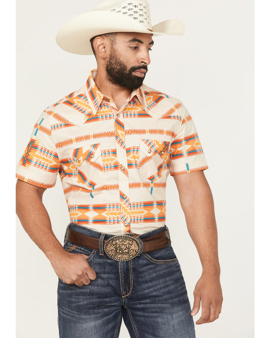 Rock&Roll Men’s Southwestern Aztec Print SS Snap Shirt