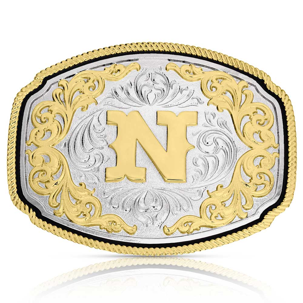 Montana Silversmiths Western Initial Buckle N Acc Buckle A1047N