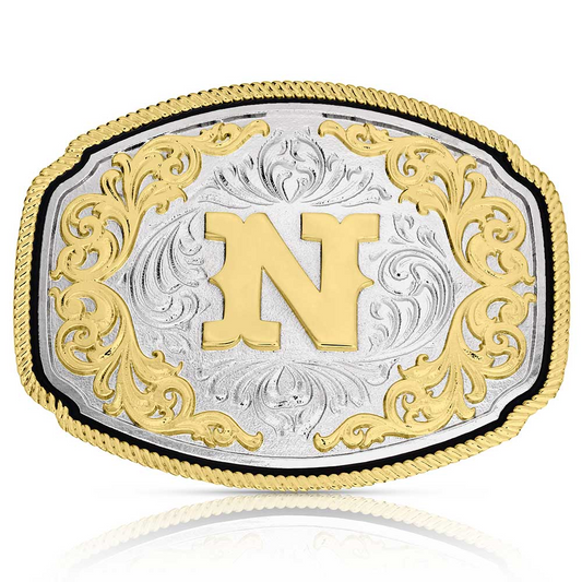 Montana Silversmiths Western Initial Buckle N Acc Buckle A1047N