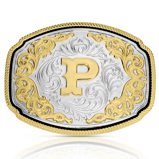 Montana Silversmiths Western Initial Buckle P Acc Buckle A1047P