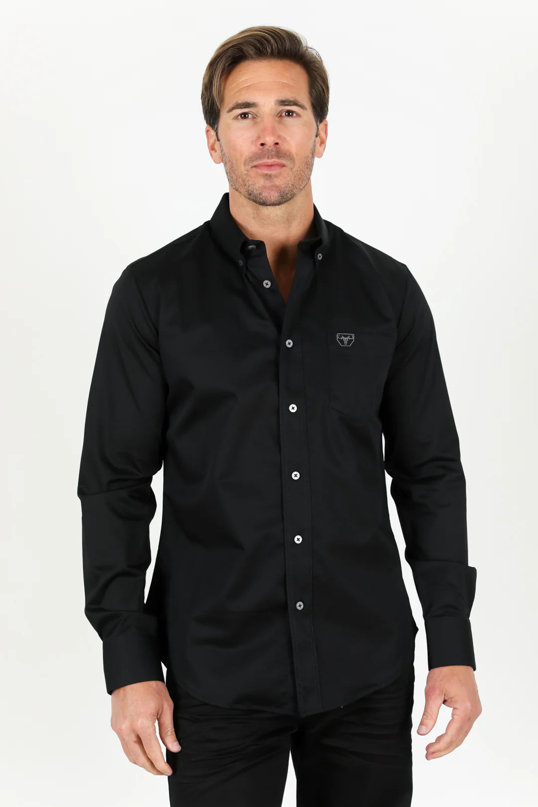 Platini Men’s Modern Fit Stretch Desk Shirt Black CTL9258