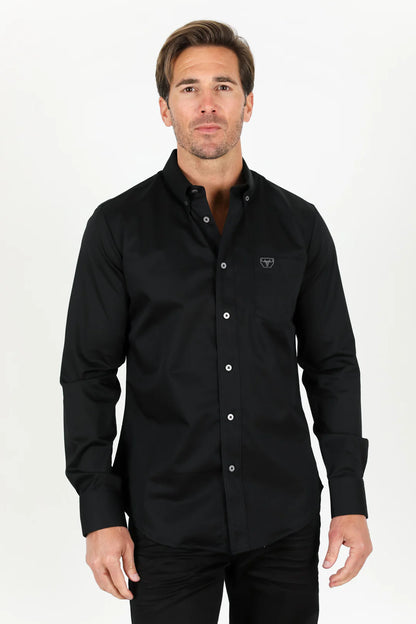 Platini Men’s Modern Fit Stretch Desk Shirt Black CTL9258