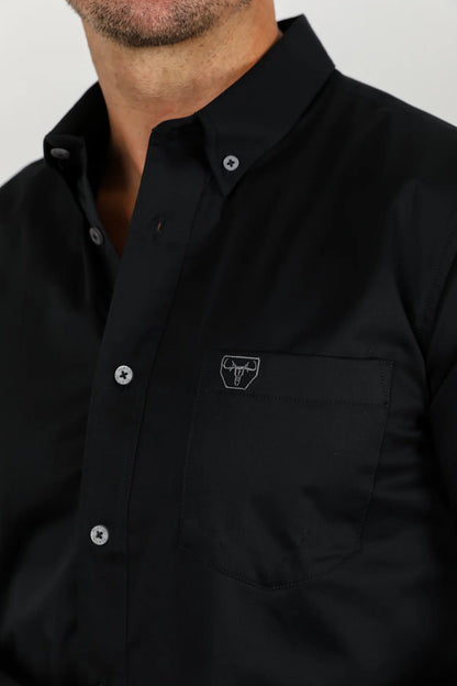 Platini Men’s Modern Fit Stretch Desk Shirt Black CTL9258