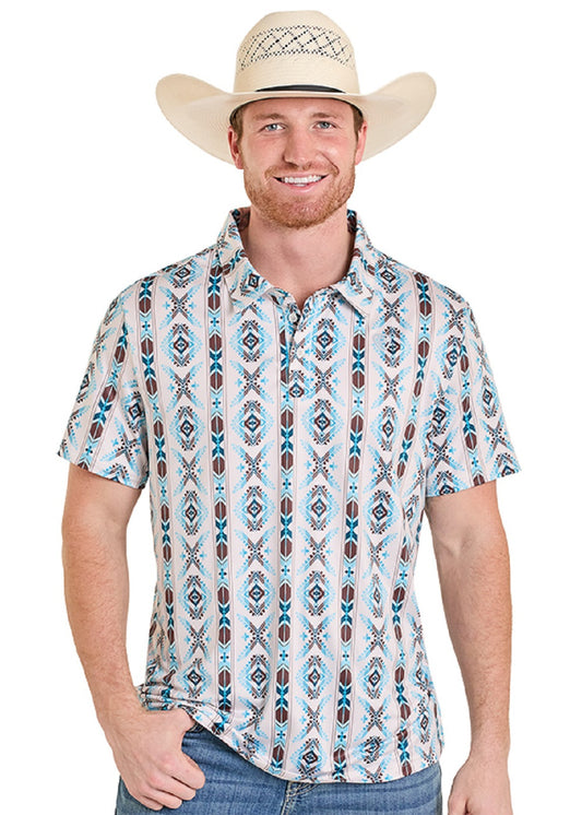 Rock & Roll Aztec Tan Print Men’s Polo BM51T08339