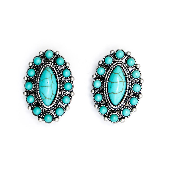 West&Co Elongated Turquoise Post Earrings