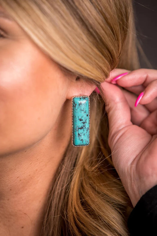 West&Co Turquoise Bar Post Earrings