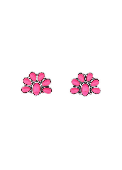 West&Co Half Flower Pink Post Earrings