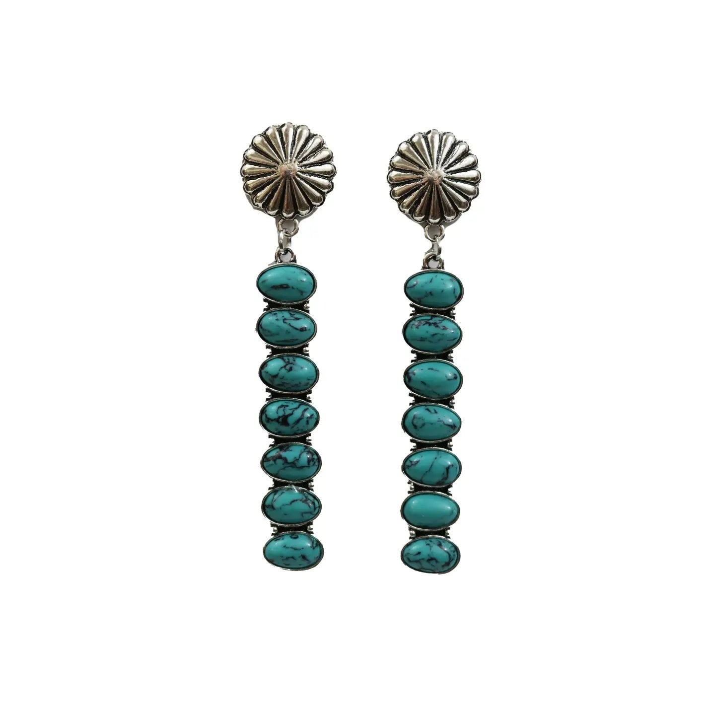 West & Co 7 Stone Turquoise Earrings