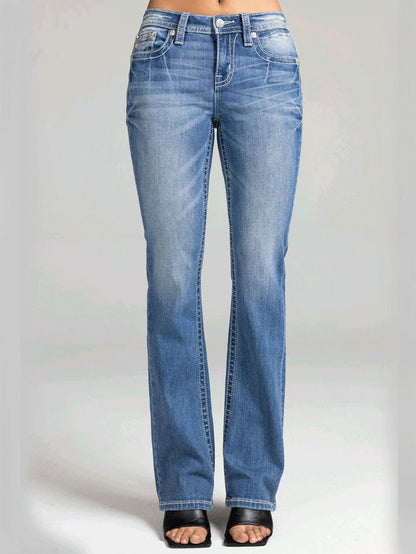 Miss Me Womens Mid Rise Slim Fit Bootcut Jean Medium Blue M3444B157V