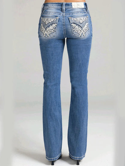 Miss Me Womens Mid Rise Slim Fit Bootcut Jean Medium Blue M3444B157V