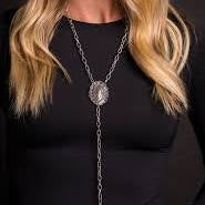 West&Co Tail Silver Chain Lariat Necklace W/Concho Accents