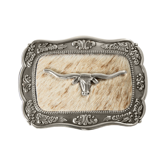 Blazin Roxx Ladies Scallop Long Horn Calf Hair Belt Buckle 37951