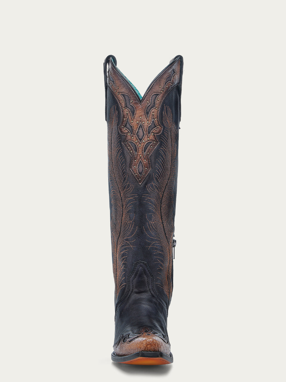 Corral Women’s Feather Embroidery W/ Crackled Overlay Black