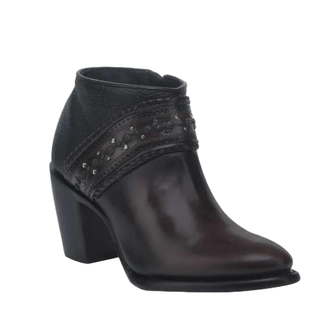 Cuadra Ladies Studs & Laser Chocolate & Black Zipper Boot