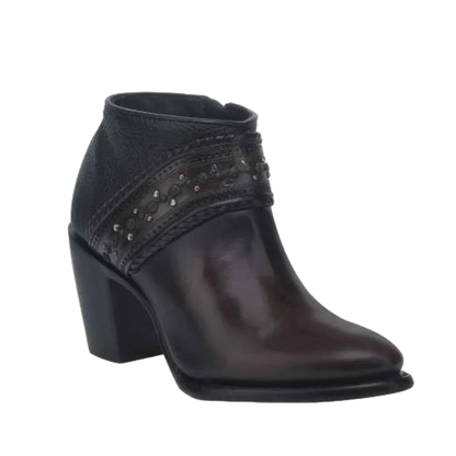 Cuadra Ladies Studs & Laser Chocolate & Black Zipper Boot