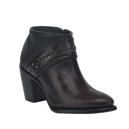 Cuadra Ladies Studs & Laser Chocolate & Black Zipper Boot