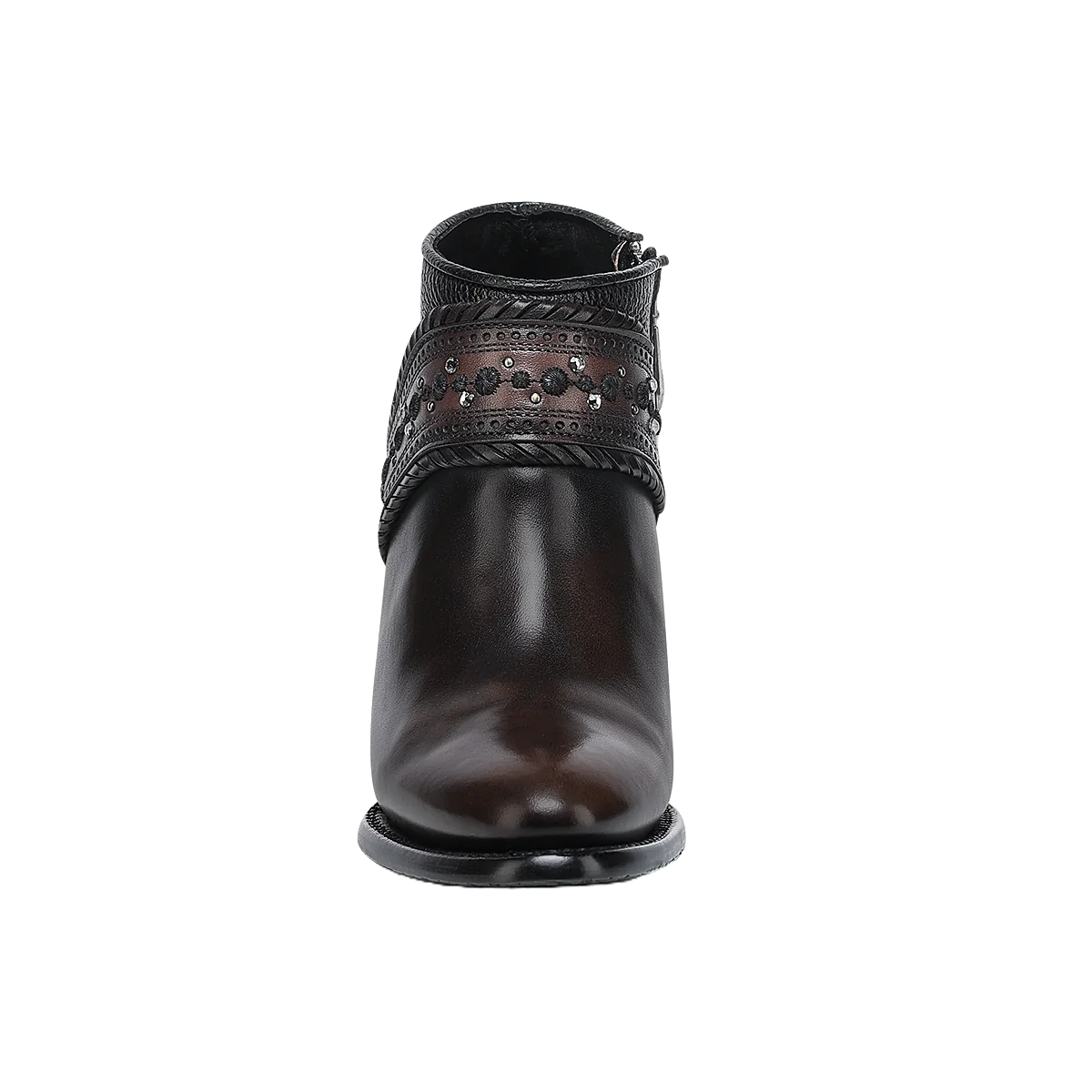 Cuadra Ladies Studs & Laser Chocolate & Black Zipper Boot