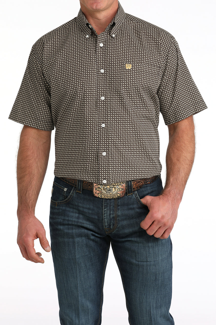 Cinch Brown Geometric Print Men’s Shirt MTW1111513