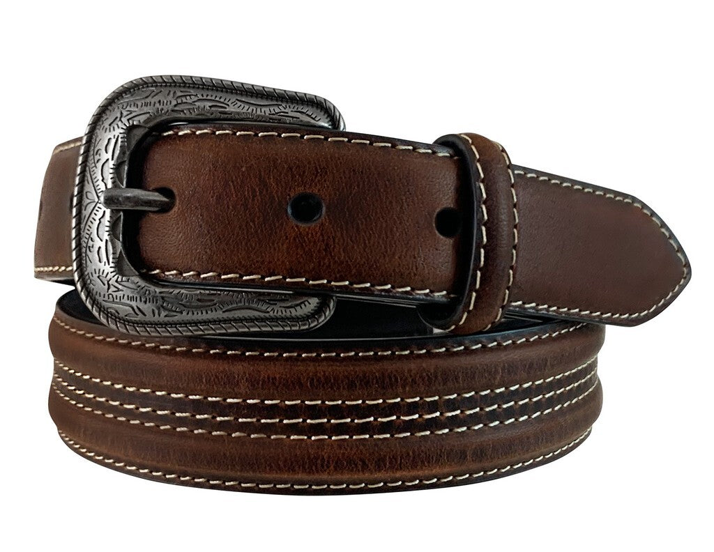 Roper Western Belt Boys Leather Conchos Stitched Edges Buckle 1771300