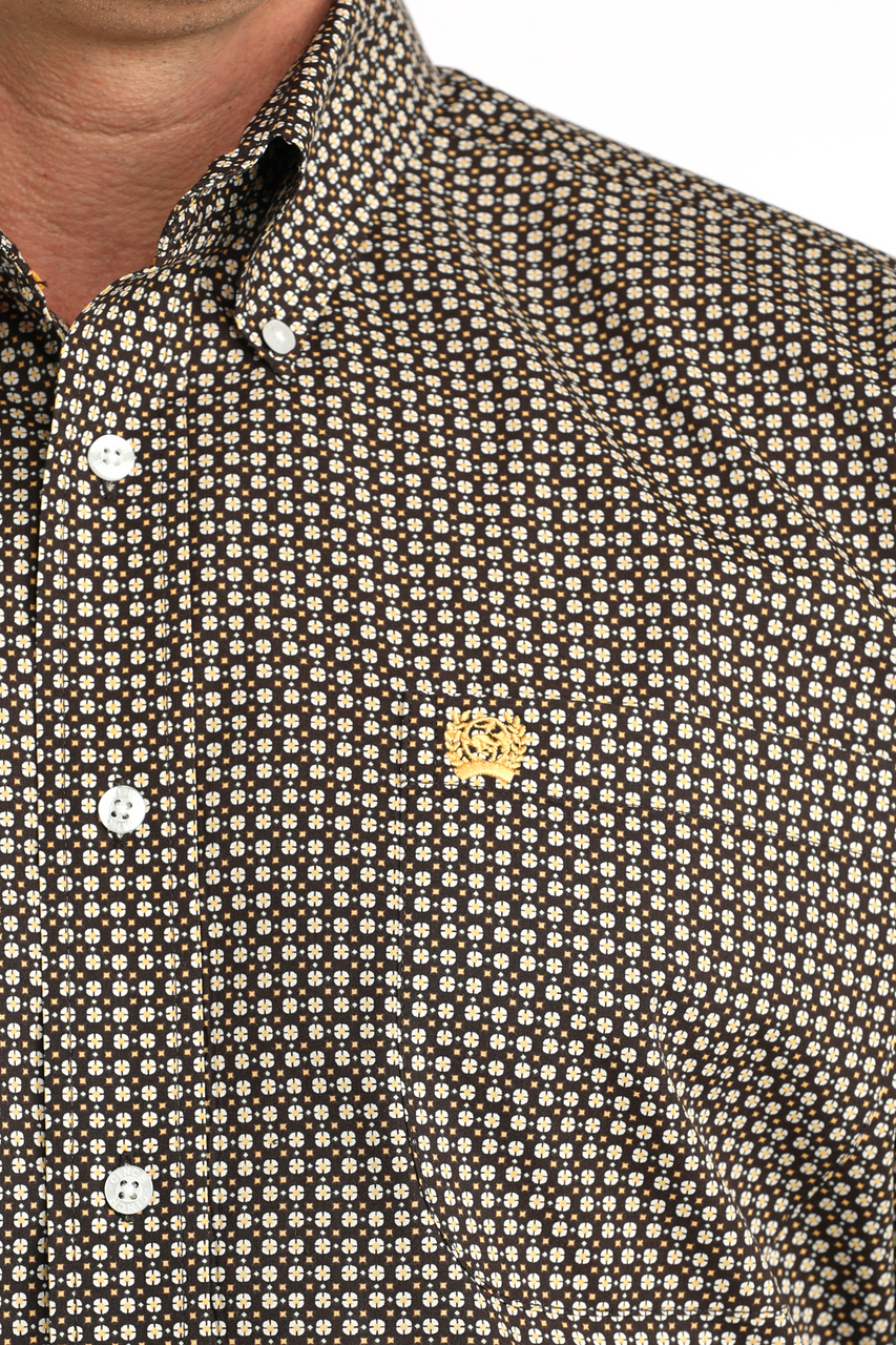 Cinch Brown Geometric Print Men’s Shirt MTW1111513