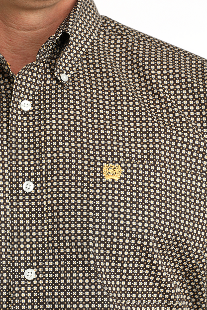 Cinch Brown Geometric Print Men’s Shirt MTW1111513