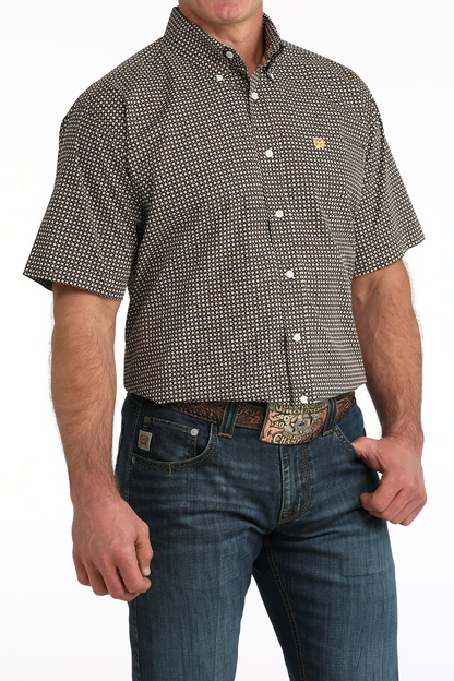 Cinch Brown Geometric Print Men’s Shirt MTW1111513