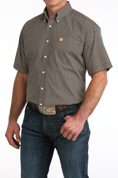 Cinch Brown Geometric Print Men’s Shirt MTW1111513