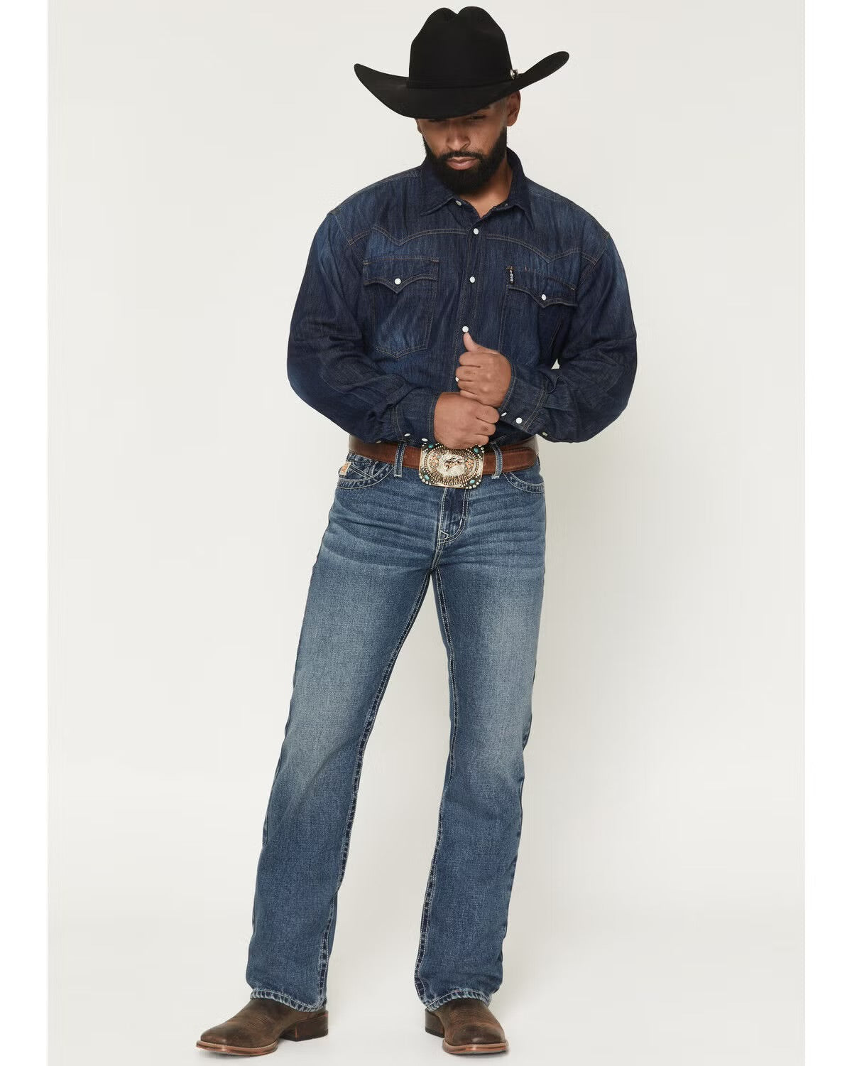 Cinch Men’s Ian Medium Wash Slim Bootcut Rigid Denim Jeans MB33136001