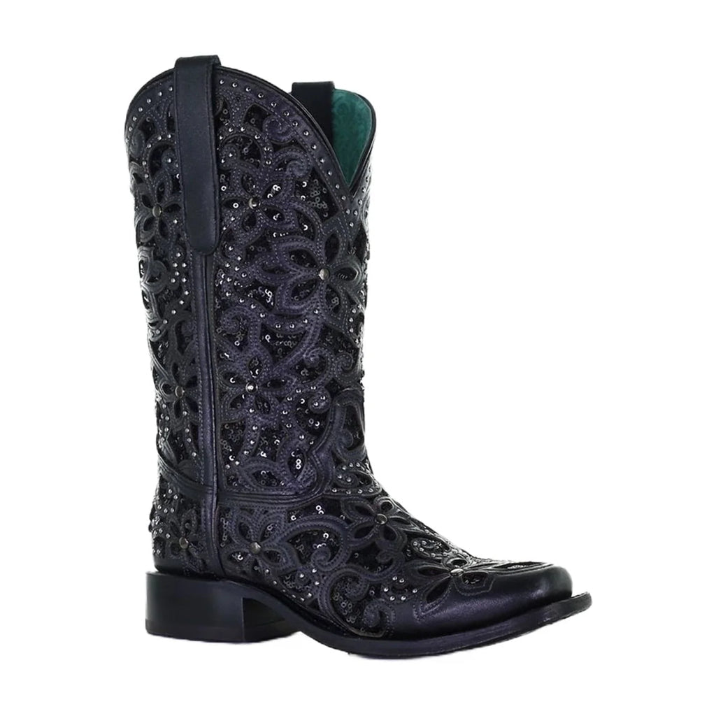Corral Women Black Inlay Embroidery Studs
