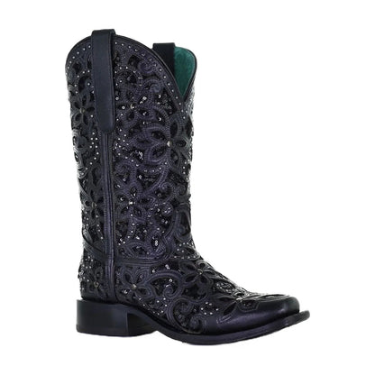 Corral Women Black Inlay Embroidery Studs