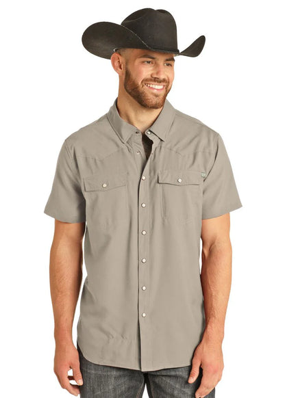 Rock&Roll  Tek Western Stretch Tan SS Snap Shirt BMN3S06797