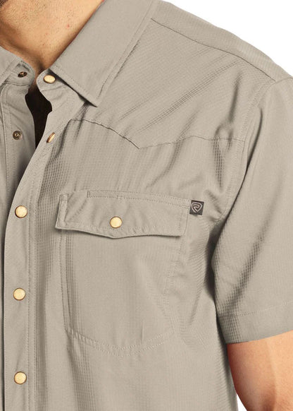 Rock&Roll  Tek Western Stretch Tan SS Snap Shirt BMN3S06797
