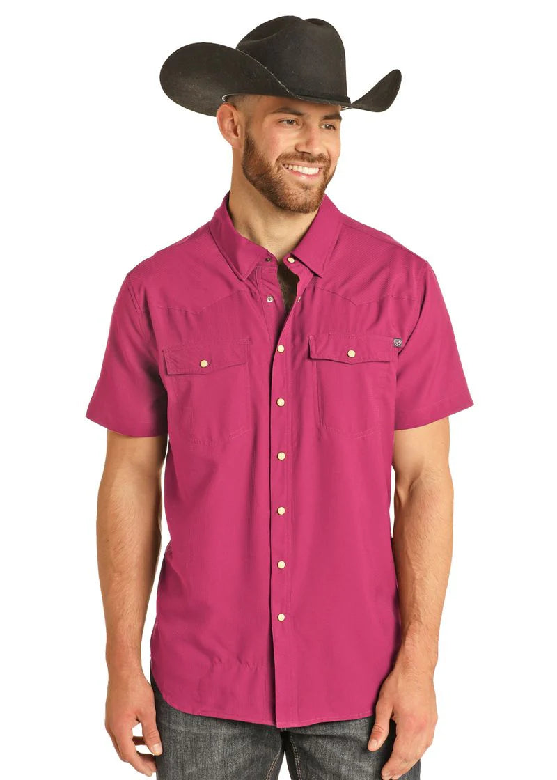 Rock&Roll Tek Western Stretch Hot Pink SS Snap Shirt BMN3S06797