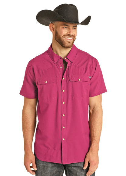 Rock&Roll Tek Western Stretch Hot Pink SS Snap Shirt BMN3S06797