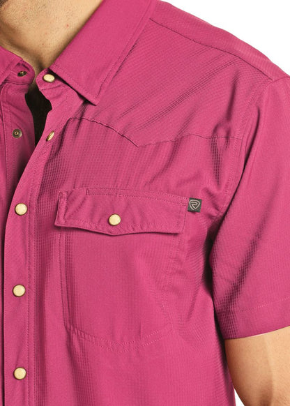 Rock&Roll Tek Western Stretch Hot Pink SS Snap Shirt BMN3S06797