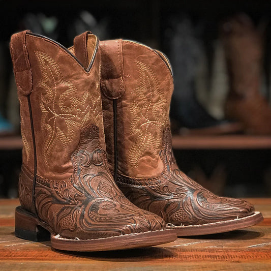 Tanner Mark Kid's Leather Square Toe Boots TMK205043
