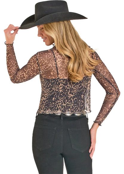 Rock&Roll Leopard Print Mesh Top BW22T07777