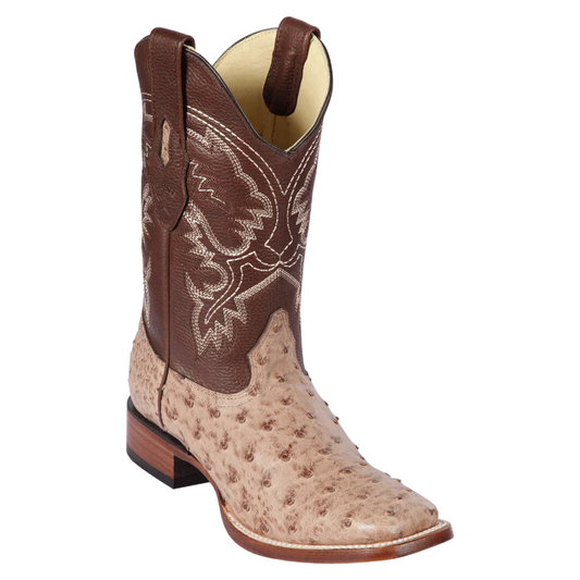 Los Altos Ostrich Mocha Square Toe