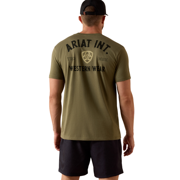 ARIAT OUTLINE SHOP MILITARY HEATHER - MENS TEE - 10073962