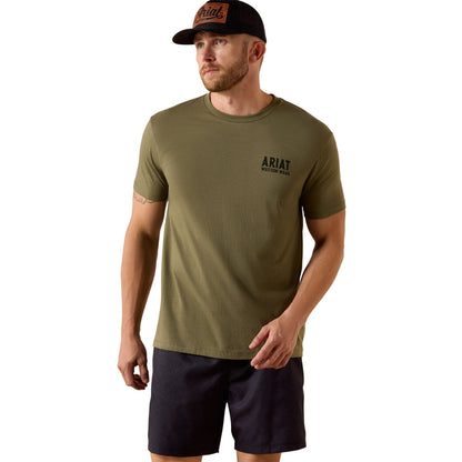 ARIAT OUTLINE SHOP MILITARY HEATHER - MENS TEE - 10073962